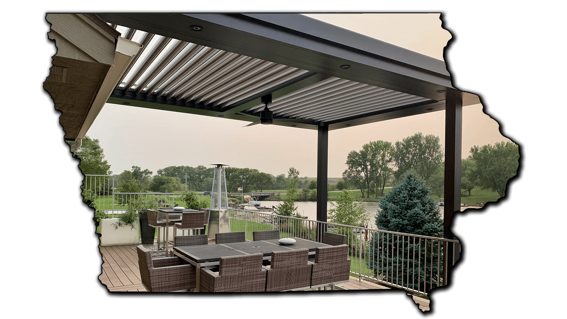 A patio with an outdoor dining table and chairs.