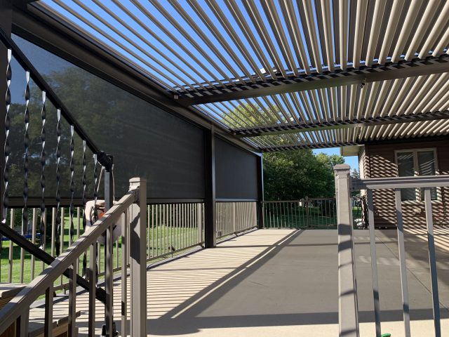 A walkway with steps leading to the patio.